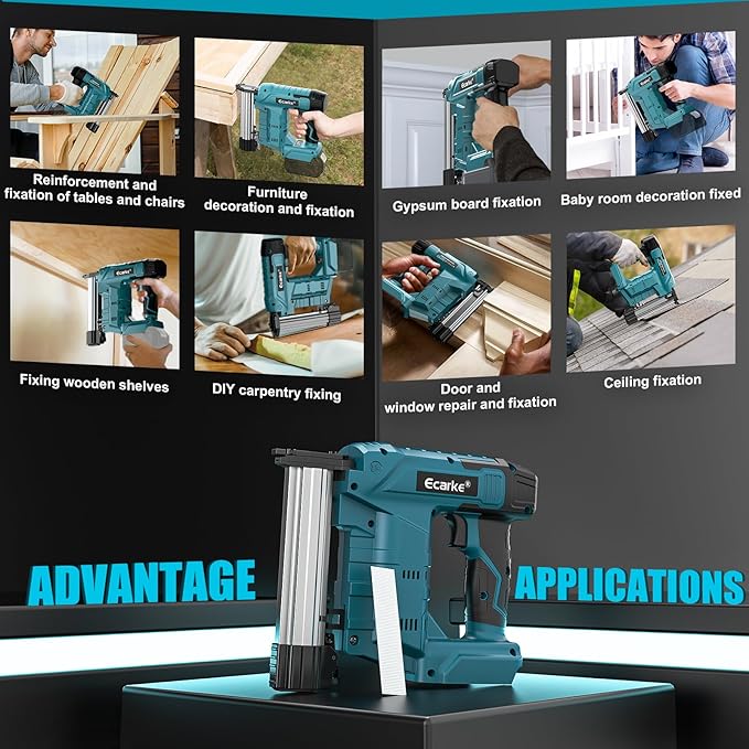 Ecarke Cordless Brad Nailer Compatible with Makita 18V Battery: 18 Gauge Electric Nail Gun Staple Gun, 5/8 to 1-1/4 Inch 2 Modes Brushless Nail Gun with 100 Nails for Upholstery Wood (No Battery)