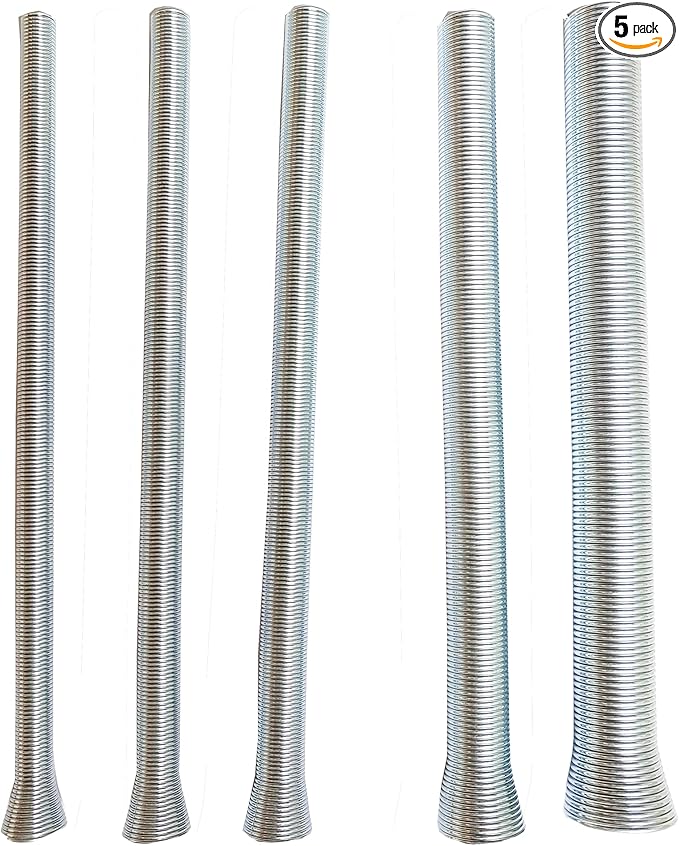 5 Pcs Spring Tube Bender Set, 5 Sizes (1/4", 5/16", 3/8", 1/2", 5/8"), 8.27" Length, Thin Wall Steel Tubing Benders Kit for Copper Aluminum Steel Tubing (8.27 inch /210MM)