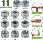 AMZCNC Pipe Press Tool with1/2,3/4,1" Dies for Copper Pipe and F877 Stainless PEX Press Sleeves,3/8",1/2",5/8",3/4",1" Dies for ASTM F1807 Pex Pipe Copper Ring Pipe Fittings Crimping Tool