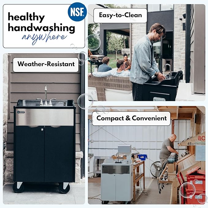 Ozark River Portable Sinks, Titan PRO 1 Black, Outdoor Portable Sink with Hot Water, Mobile Self Contained Sink with Water Tanks and Wheels, Portable Outdoor Hand Washing Sink Station