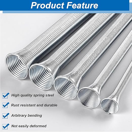 Tnisesm 5Pcs Spring Tube Bender Set 1/4'', 5/16'', 3/8'', 1/2'' and 5/8'' for Copper, Aluminum and Thin Wall Steel Tubing