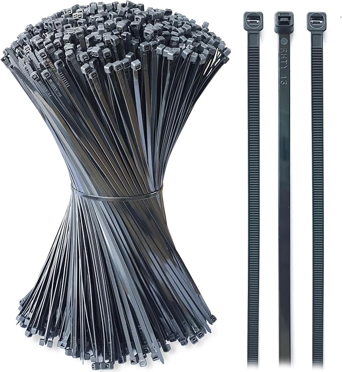 Zip Ties 14 inch (1500 Pack), Black Cable Zip Ties 50 lbs Tensile Strength Nylon Self-Locking Wire Ties Wraps for Outdoor and Indoor Use by ECRABONE