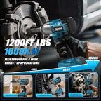 Cordless Impact Wrench 1/2", 1600N.m (1200ft-lbs) High Torque Brushless Impact Gun, 21V 3800RPM Power Impact Wrenches, Electric Impact Driver with 2x 4.0Ah Battery for Car Tire Truck RV Mower