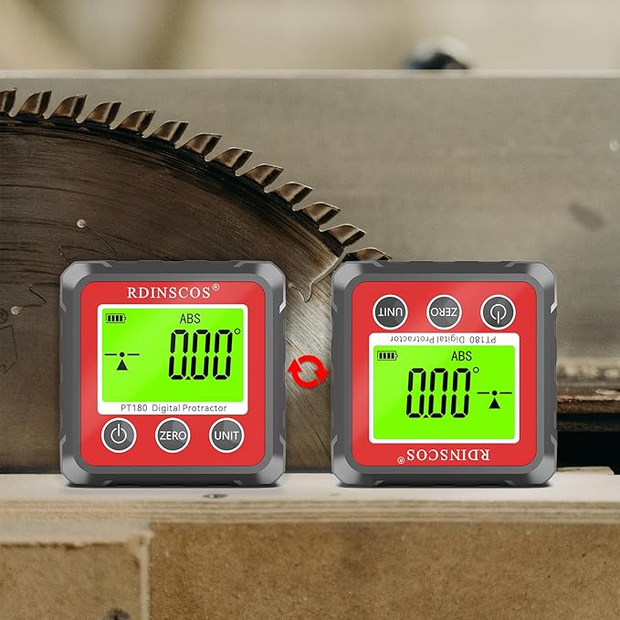 Digital Angle Finder Magnetic Table Saw Angle Finder Tool - Digital Inclinometer -4 of 90 Degree Finder Angle Cube Digital Protractor Bevel Gauge for Woodworking Micro Jig (PT180R)