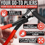 CV Boot Clamp Pliers – Car Hose Clamp Pliers Automotive – 6.97" Forged Steel Tool with Non-Slip Grip and Spring Gate Design for Clic R, Fuel Line, EVAP & Coolant System Clamps, Heavy-Duty Build