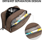 WANDF Travel Toiletry Bag for Men Large Toiletries Shaving Bag Water Resistant Hanging Dopp Kit Travel Accessories Bag for Women Men (Brown)