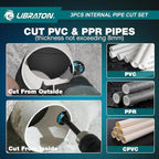 Libraton Inside Pipe Cutter for PVC Pipe, Internal Plastic Cutter Plumbing Tools Set with Deburring Tool, PVC Pipe Cutter Diamond Grit Cutting Wheel for Impact Drivers and Drills, PVC Cutter Tool