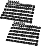 Socket Organizer Drive ABS Tools - Black Socket Holder, Premium Quality 12 Pieces Socket Holders Kit 1/4-Inch x 64 Clips, 3/8-Inch x 60 Clips, 1/2-Inch x 48 Clips（12PC,Black)