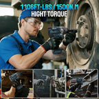 Cordless Impact Wrench 1/2 Inch, 1500 N.m/1106ft-lbs Brushless Impact Wrench Gun Compatible with Makita/Dewalt (No Battery), Electric Power Impact Driver for Car Home (For Makita Battery)