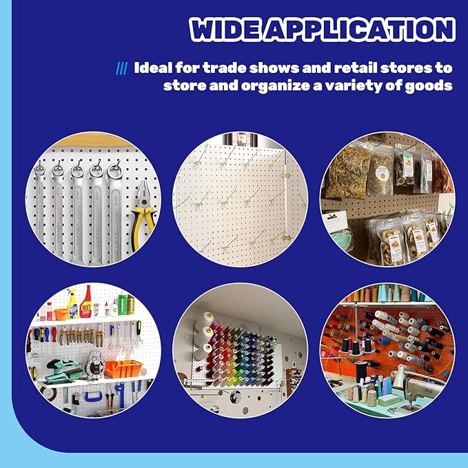 40Pcs 4" /100mm Stainless Steel Pegboard Display Hooks Bulk Set, Silver Garage Organization Peg Wall Hook Metal Slatwall Panel Hook Fit 1/8 and 1/4 Inch Pegboard for Retail