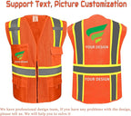 BeautyWill Custom Safety Vest Customized Logo Class 2 High Visibility Reflective Vest with Pockets Construction workwear