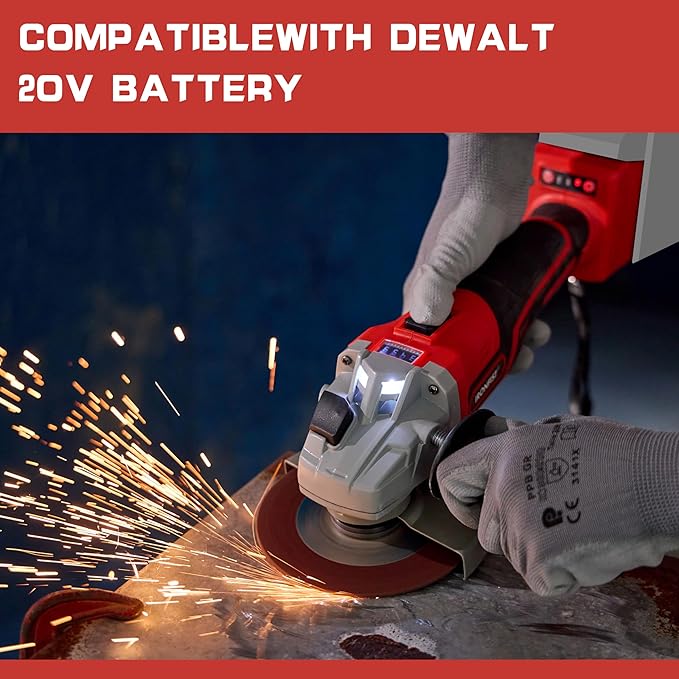 IRONFIST Cordless Angle Grinder Compatible with Milwaukee M18 Batteries, 18V Burshless Motor 125mm Cutting Wheels, Flap Wheels, and Wool Carving Wheel for Precision Cutting & Grinding（NO BATTERY)