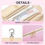 TOPEAST 2025 Graduation Gifts for Her - Hanging Toiletry Bag for Women, Travel Toiletry Bag Makeup Bag, Personalized Travel Essentials for Women - Letter G, Pink