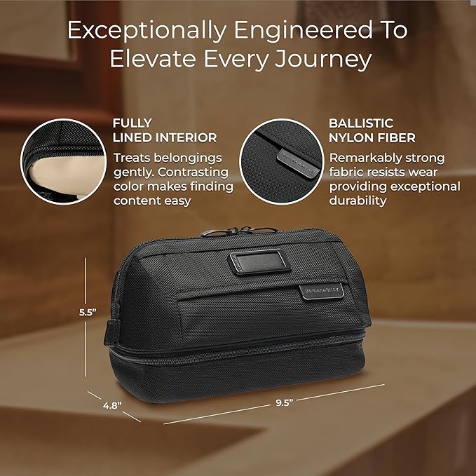 Briggs & Riley Toiletry Kit - Travel Bags for Women & Men, Organizer for Vacation, Dopp Kit for Bathroom Accessories, Makeup, & Skincare