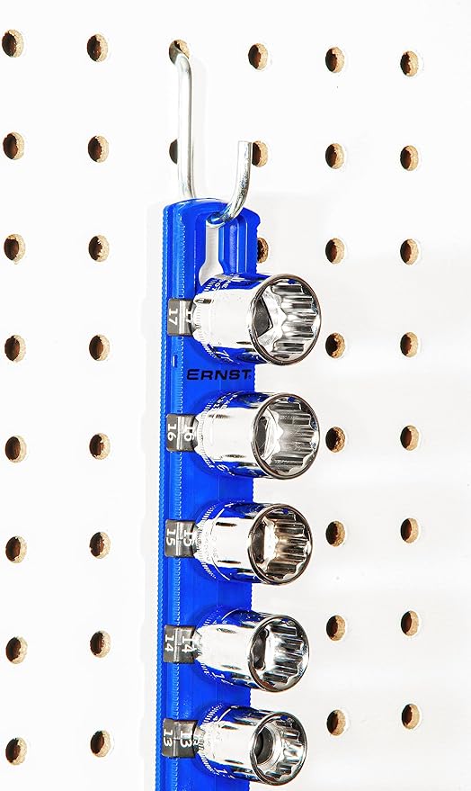 Ernst Manufacturing 8-Inch Magnetic Socket Organizer with 9 1/4-Inch Twist Lock Clips, Black (8426M-Black-1/4)