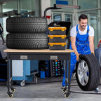 48'' Adjustable Workbench, Heavy Duty Workbench with Drawer, Power Outlet and Lockable Wheels, 2000 LBS Capacity, Work Table Suitable for Office, Garage, Workshop