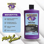 Wizards Select Pro Extra Fine Compound Step 3 Perfect Match - Fine Swirl Remover for Auto Detailing Supplies - Gloss Car Polish - Great for Black Car Paint