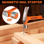 Jorgensen 22 oz Framing Hammer, Straight Claw Hammer with Magnetic Nail Holder, Rip Claw Hammer with Milled Face & Shock Absorbing Grip, Heavy Duty One-piece Forged Hammer