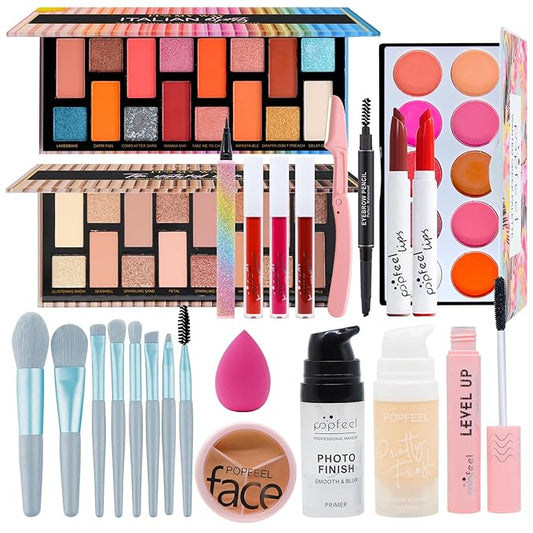 Makeup Kit for Women Full Kit, All-in-one Makeup Gift Set, Include Makeup Brush Set, Eyeshadow Palette, Lip Gloss Set, Lipstick, Foundation, Concealer, Mascara, Eyebrow Pencil-VeraVaultWomen
