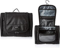 Amazon Basics Travel Toiletry Bag for Men and Women, Hanging Toiletry Bag, Dopp Kit with 2 Side Pockets, Multiple Interior Pockets, Durable 1680D Polyester, Handles Bathroom Spills/Splashes, Black