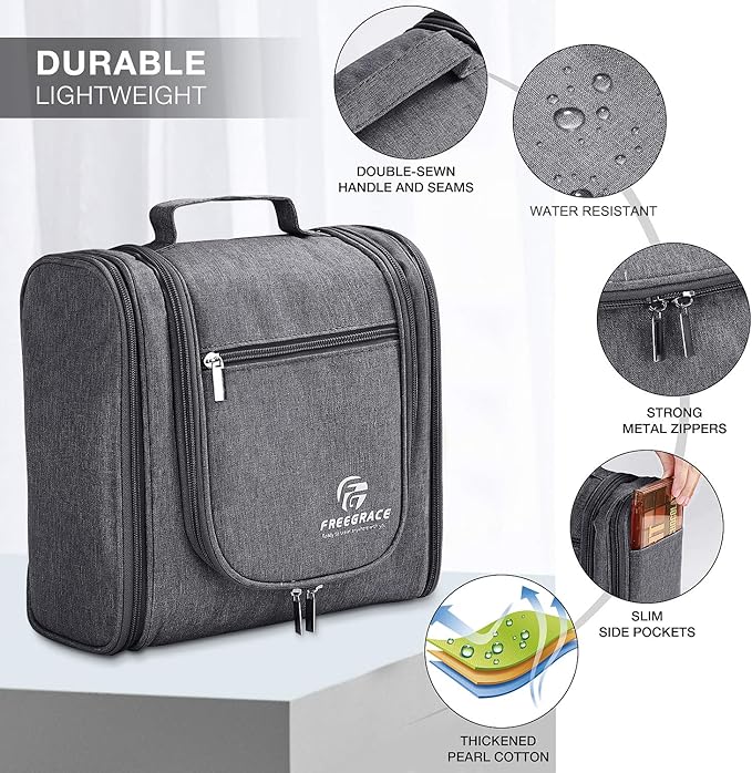 Hanging Toiletry Bag Extra Large Capacity | Premium Travel Organizer Bags For Men And Women | Durable Waterproof Nylon Bathroom, Shower, Makeup Bag For Toiletries, Cosmetics, Brushes