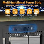 60" Heavy Duty Work Bench with Drawers, Adjustable Height 2000 Lbs Garage Workbench with Pegboard Pad & Power Outlets & Wheels, Mobile Tool Work Table for Workshop Woodworking Home Office