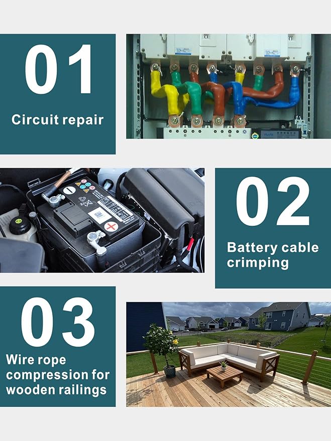 Hand Operated Hydraulic Crimping Tool Range 12 AWG-2/0 AWG for Cable lugs Hydraulic Crimping Crimper Wire Terminal Lug Tool with 9 Pairs Dies