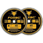FOXBC 6-1/2 inch Circular Saw Blade 40T 60T Combo Pack, Ultra Fine Finish for Wood Cutting, Thin-Kerf with 5/8" Arbor