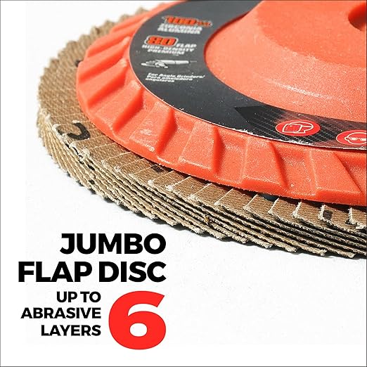 Jumbo Zirconia Flap Discs 4 1/2 for Angle Grinder, 120 Grit Type 27 High Density Trimmable 5/8"-11 inch Grinding Wheels for Grinding, Rust Removal, Sanding and Finishing - 10 Pack