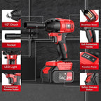 Cordless Impact Wrench 1/2 inch, 590 Ft-lbs (800N.m) Brushless Impact Gun, 21V High Torque Power Impact Driver, 2x4.0Ah Battery, Fast Charger,5 Impact Sockets for Family Car and Scaffold