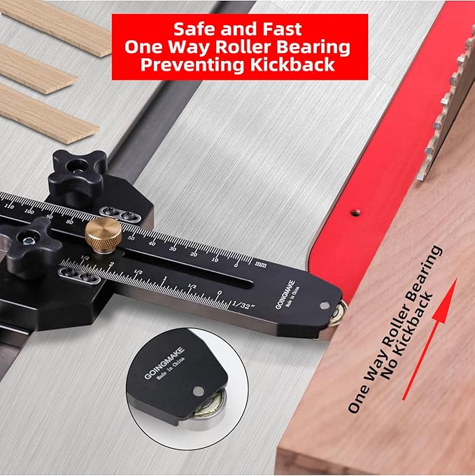 Thin Rip Jig Table Saw Jig Guide for Making Repetitive Narrow Thin Strip Cuts Woodworking Tools Fast Thin Ripping Guide for Table Saw Band Saw Router Table Fits for 3/8" x 3/4" T Slot
