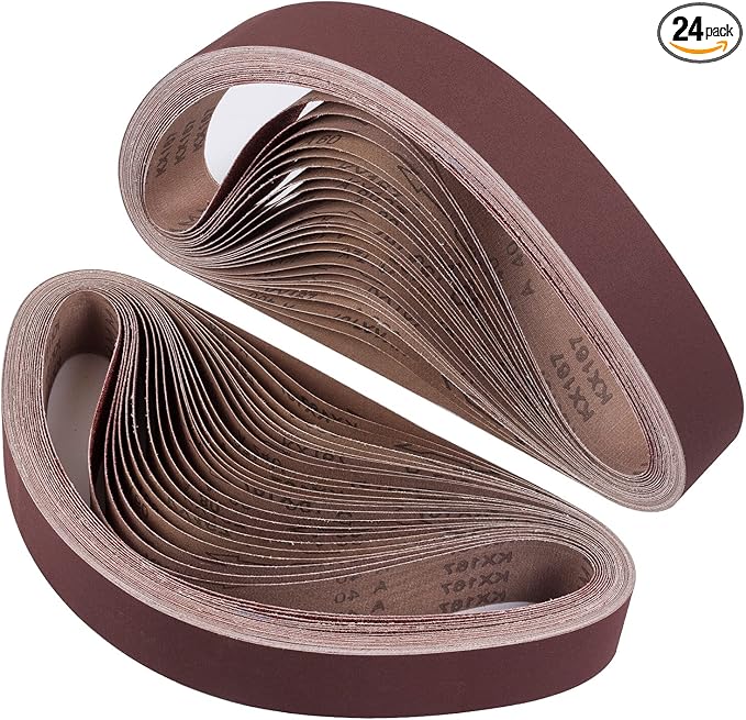 S SATC Sanding Belts 2×42 Inch Sanding Belt 24 Pcs 3 Each of 40 60 80 120 150 240 320 400 Grits Complete Set of Aluminum Oxide for Versatile Grinding and Finishing
