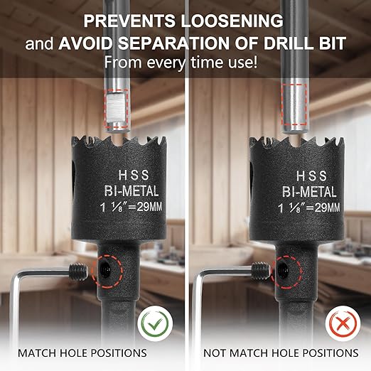 1-1/8 Inch Hole Saw with 9.1mm Triangle Shank Arbor, JTemgle Bi-Metal Hole Saw Heavy Duty Hole Cutting Tool for Cornhole Boards, Recessed Lights, Wood, Plastic, Drywall & Soft Metal