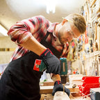 DULFINE Flex Grip Mechanic Work Gloves for Men,Black and Red Utility Safety Working Gloves Touch Screen,Excellent Grip,Ideal for Working on Cars and Outdoor Jobs(Large)