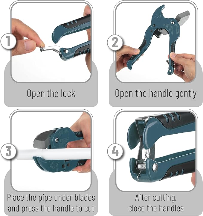Bates- PVC Pipe Cutter, Cuts up to 1-1/4", Teal Blue Ratcheting PVC Pipe Cutter Tool, Pipe Cutters PVC Pipe Shears, Plastic Pipe Cutter, PEX Pipe Cutter, PVC Cutter Tool, PVC Ratchet Cutter