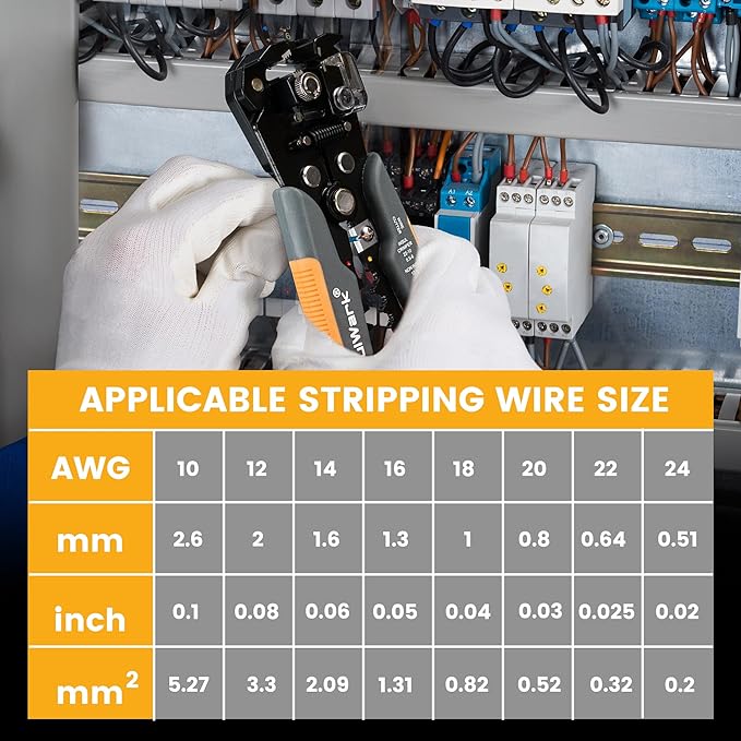 3-In-1 Multi Self Adjusting Wire Stripper/Cutter/Crimper - 8-Inch Universal Wire Stripper for Wire Stripping, Cable Cutting, Crimping Tools from 10 AWG to 24 AWG