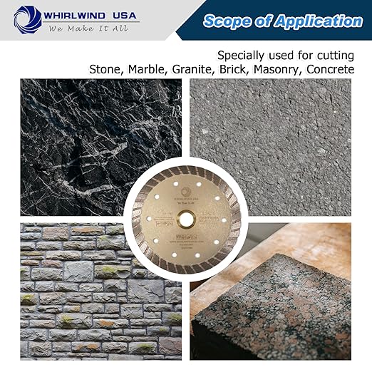 Whirlwind LSC 5 inch Dry or Wet Cutting General Purpose Continuous Turbo Power Saw Diamond Blades for Concrete Masonry Brick Stone(5'' LSC)