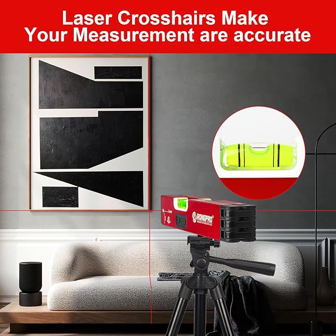 20Inch Foldable Magnetic Level-with 30Ft Laser Leveling Line and 90°/180°Bubbles,Multi-function Leveler Tool for Woodworking,Picture Hanging,Home Renovation and Construction