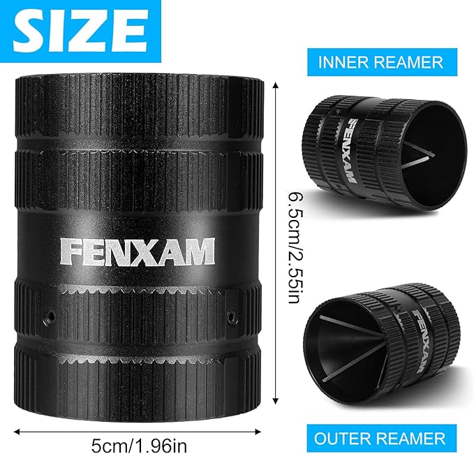 PlumbingTools, Deburring Tool for Copper/PVC Pipe, Copper Pipe Cleaner, Pipe Reamer 1/4" to 1-5/8" Inner Outer Hard Tube Chamfering Tool Black