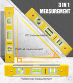 9 Inch Torpedo Level, Magnetic Box Level with 45°/90°/180° Bubbles, Shock Resistant Bubble Level Tool for Measuring - 3 PCS