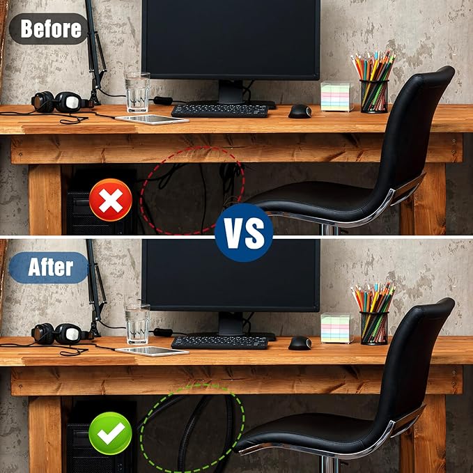 Sasylvia 1/4", 1/2", 3/8" x 25 Ft Split Wire Loom Tubing Wire Loom Assortment Split Cable Sleeves Bulk Flexible Electrical Conduit Protective kit