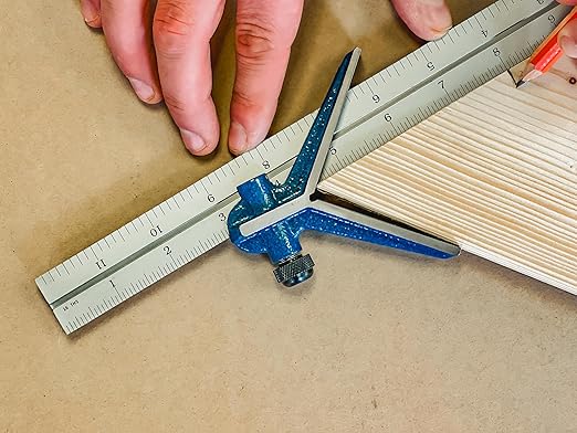 PEC Tools 4 Piece Combination Square Set- 4R 12” Machinist Blade, Cast Steel Head, Center Head, Combination Square Ruler with Level and Scribe Tool, Reversible Locking Bolt, Made in USA