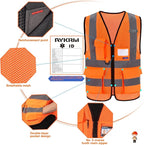 X Small High Visibility Mesh Safety Reflective Vest with Pockets and Zipper