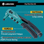 Libraton Rivet Gun Kit, Pop Rivet Gun, Heavy Duty Rivet Tool, Professional Hand Riveter, Manual Riveting Tool with 120 Blind Rivets, 4 HSS Drill Bits, 4 Tool-free Interchangeable Heads