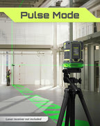 Green Laser Level Self Leveling, 360° Horizontal Laser with Vertical Laser Line, 4 Brightness Levels Pulse Mode for Floor Tile Wall Construction, L-Bracket, Batteries and Carry Bag Included