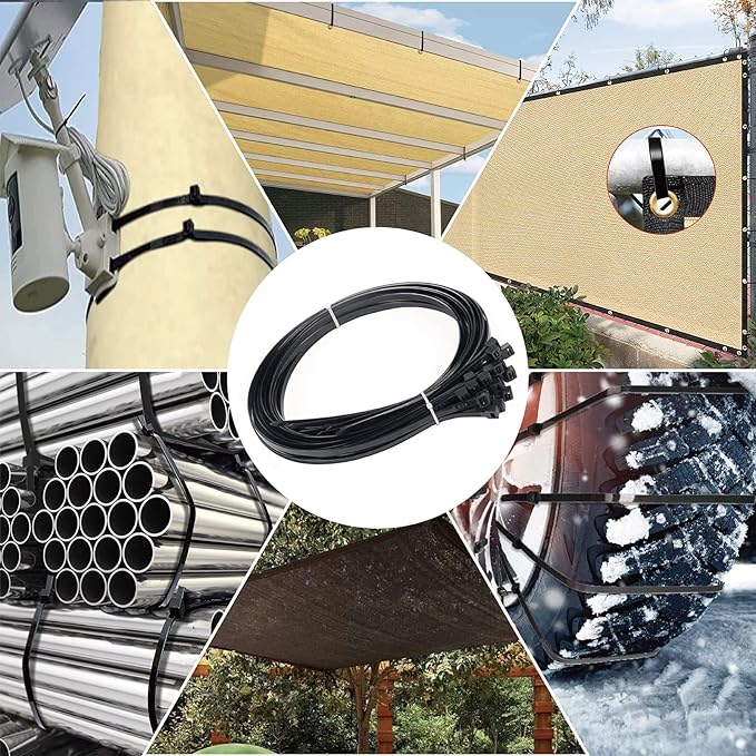 Long Zip Ties Heavy Duty 24 inch, Large Zip Ties with 200 lbs Tensile Strength, Big Cable Ties, Black, 50 Pack, by GAIIAN