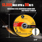 4-1/2 inch Grinding Wheels for General Purpose Metal & Stainless Steel, Aluminum Oxide Grinding Disc for Angle Grinder 4.5'' x 1/4'' x 7/8'' (10 Pack)