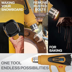 TEAM Z 1800W Premium Heat Gun kit 140°F~1202°F - Heavy Duty Heat Shrink Gun with Single Handed Operation, LCD Display Hot Air Gun with Case, Overload Protection with 6 Nozzles for Crafts