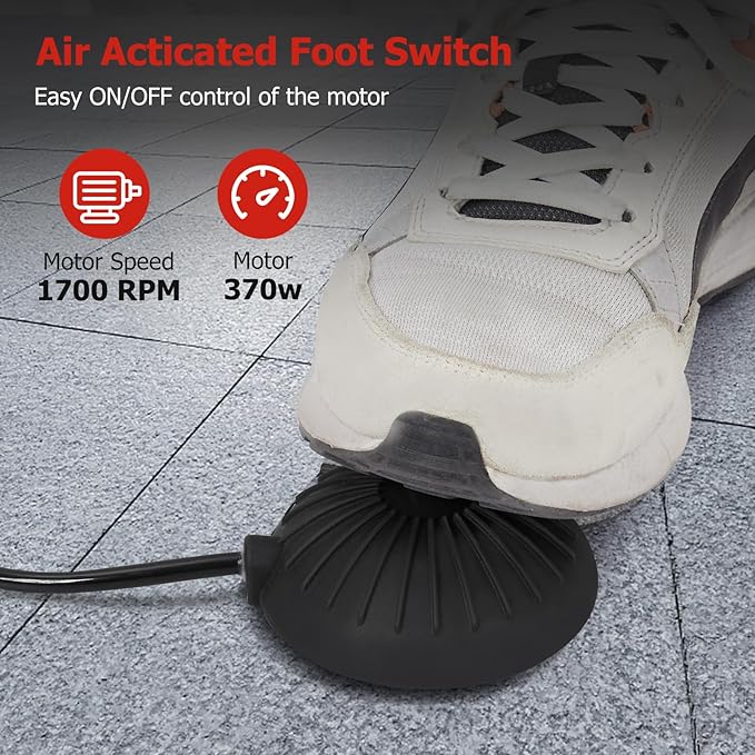 100 FT x 3/8 Inch Drain Cleaner Machine with 370W Motor, Auto Feed Sewer Snake Auger with 8 Cutters & Air-activated Foot Switch, Semi-Enclosed Drum Drain Cleaning Tool for 2" to 4" Pipes