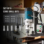 ZELCAN 1200W Mag Drill Press, Portable Magnetic Drill Press with 2" Boring Diameter, Heavy Duty Magnetic Drill with 6 Drill Bits, 2920 lbf 500 rpm Electric Drilling Machine with All-Copper Motor